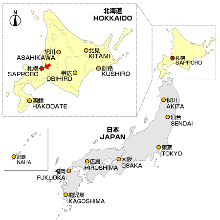 Japan & Hokkaido Map